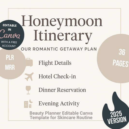 Honeymoon Itinerary Template Editable Canva Design for Trips
