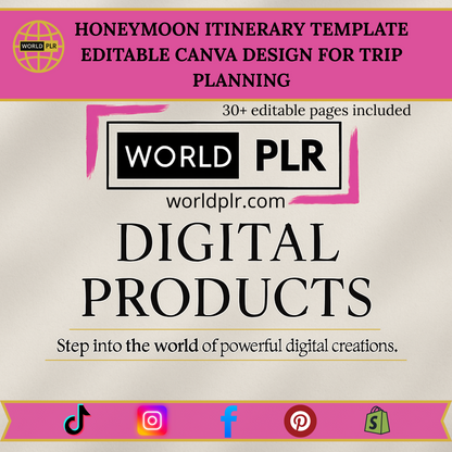 Honeymoon Itinerary Template Editable Canva Design for Trip Planning