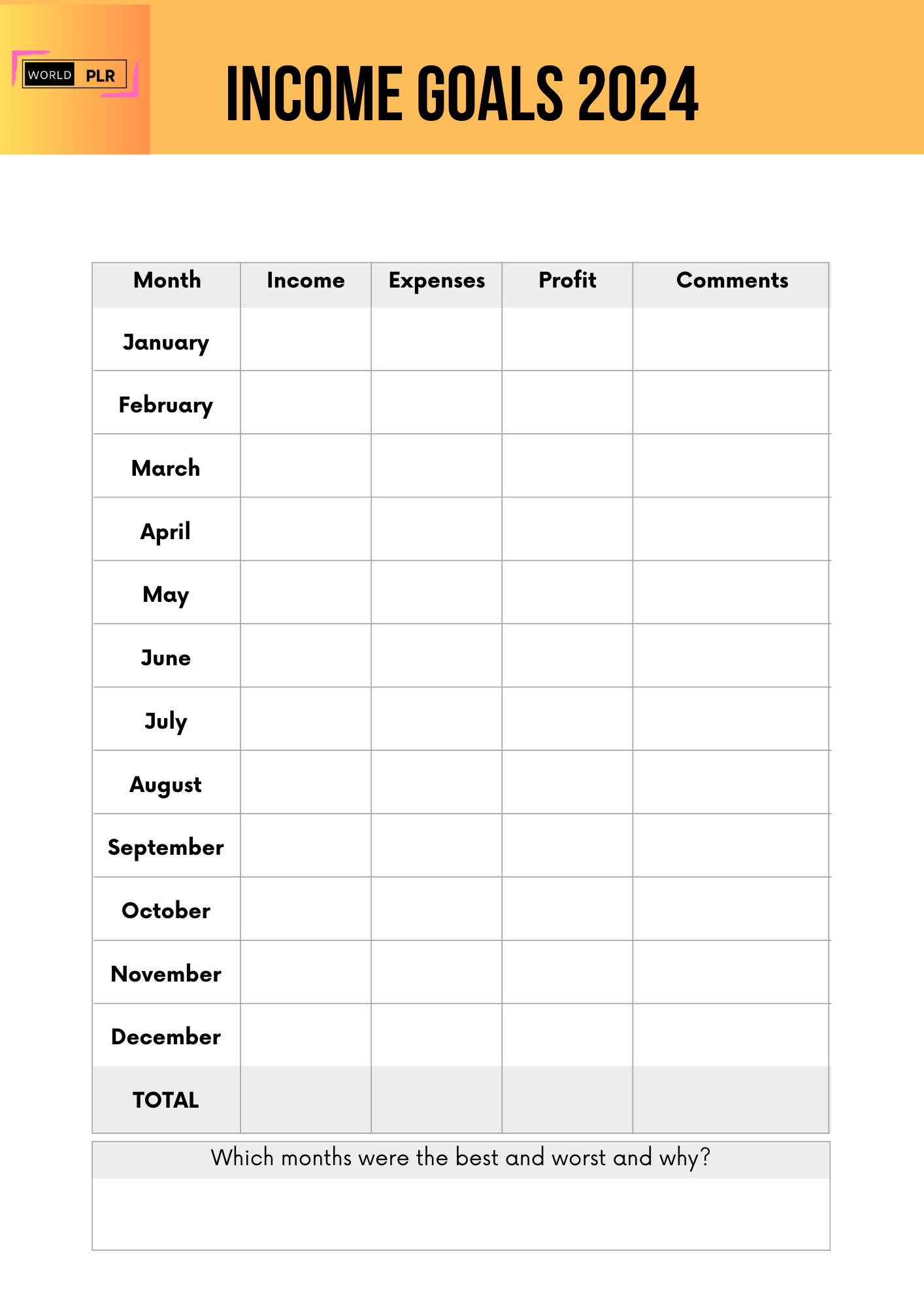 Income Goals 2024