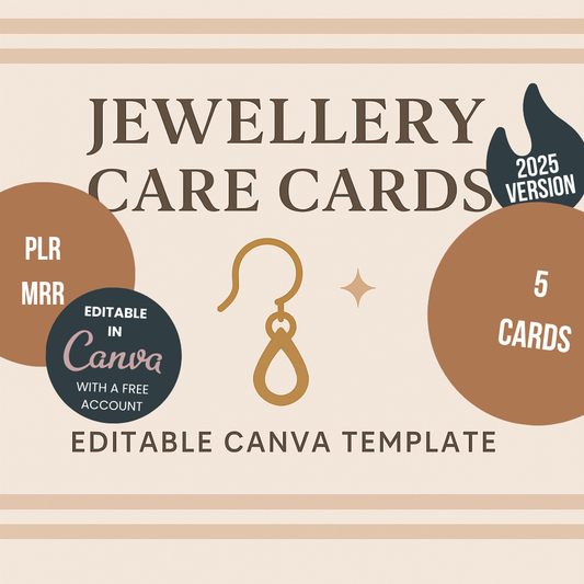 Jewellery Care Cards Editable Canva Template for Customer Use
