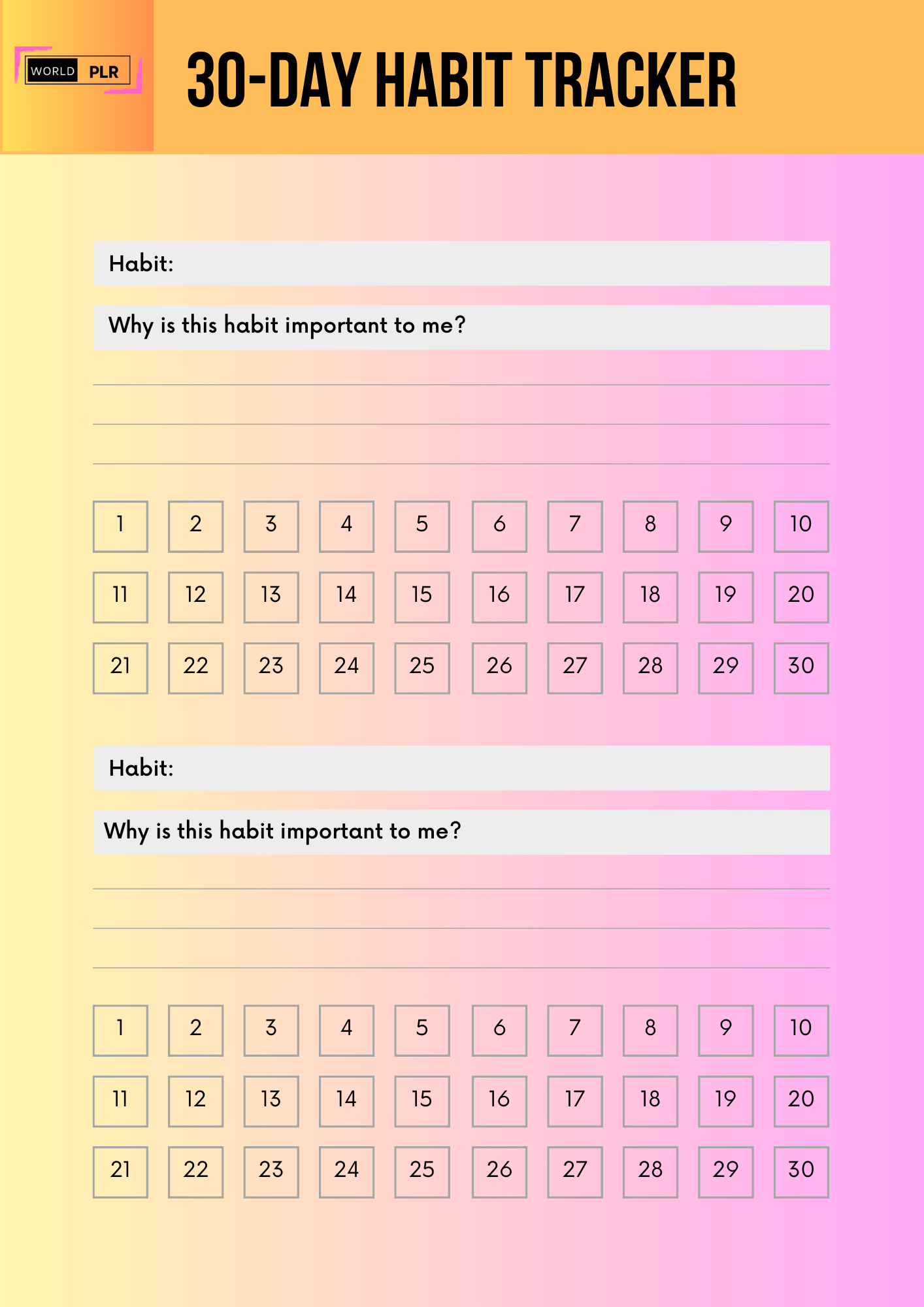 Journal Sheet - 30-Day Habit Tracker