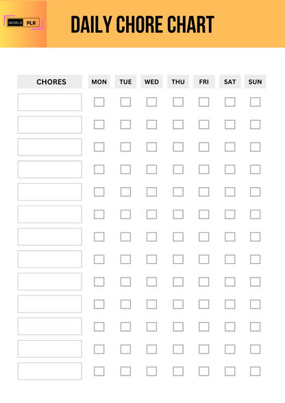 Journal Sheet - Daily Chore Chart