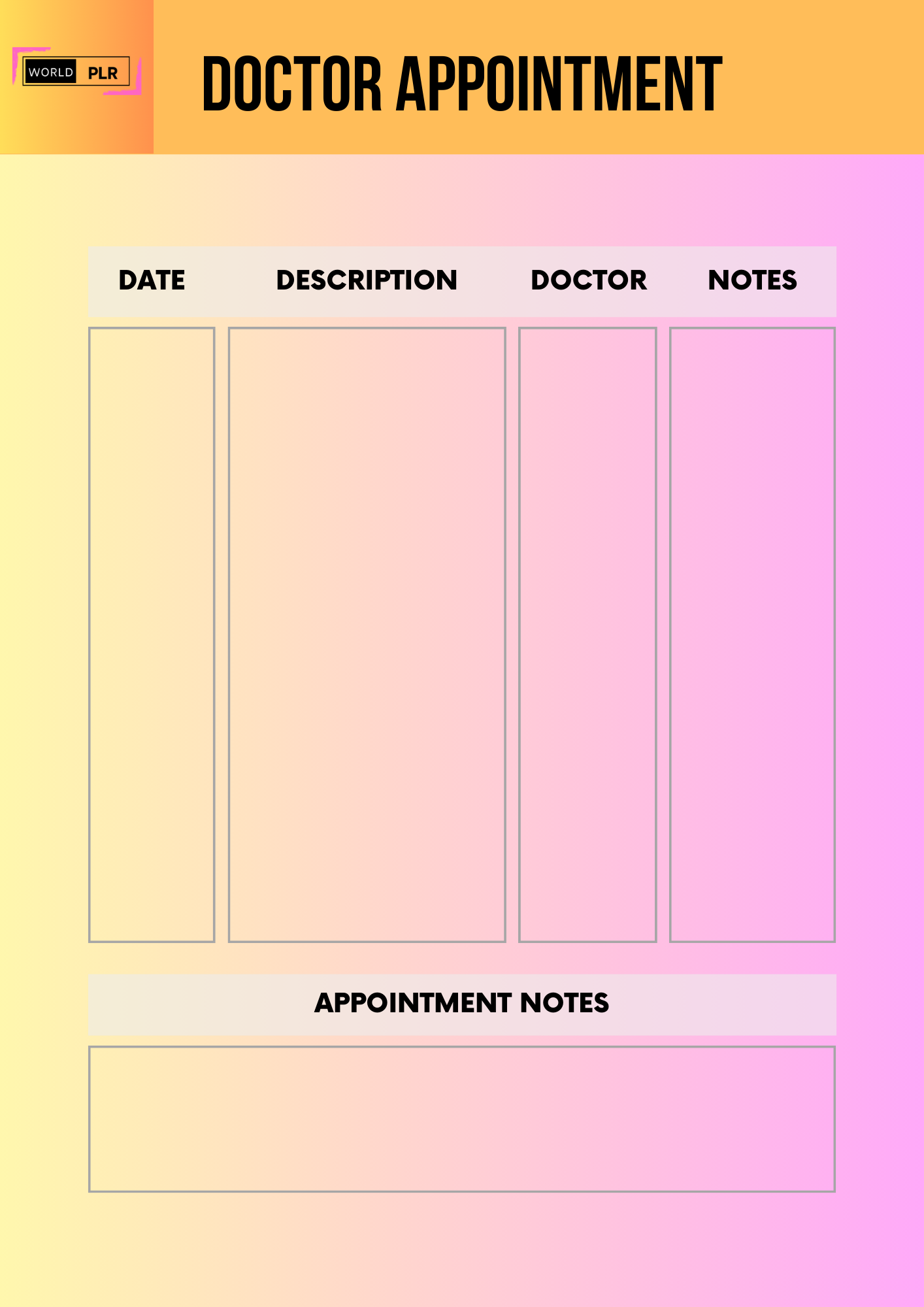 Journal Sheet - Doctor Appointment