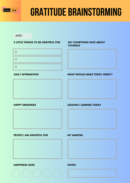 Journal Sheet - Gratitude Brainstorming