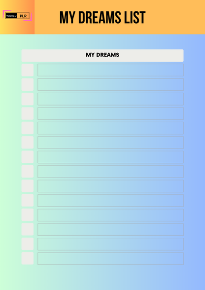 Journal Sheet - My Dreams List