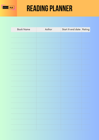 Journal Sheet - Reading Planner