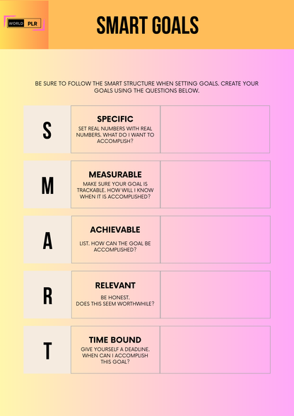 Journal Sheet - Smart Goals