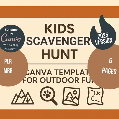 Kids Scavenger Hunt Bundle Editable Canva Template for Outdoor Fun