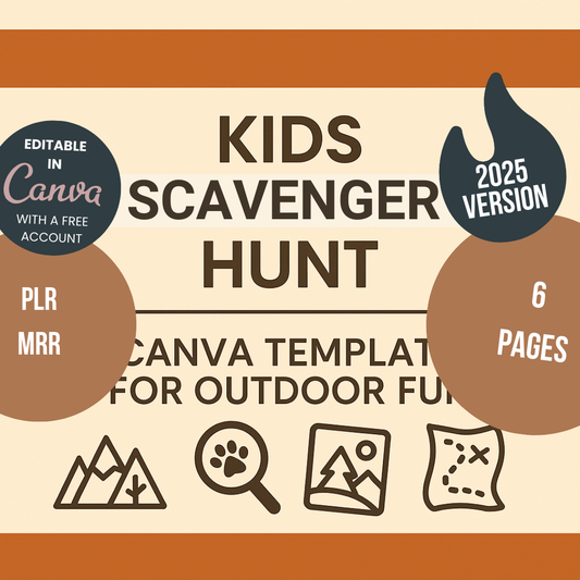 Kids Scavenger Hunt Bundle Editable Canva Template for Outdoor Fun