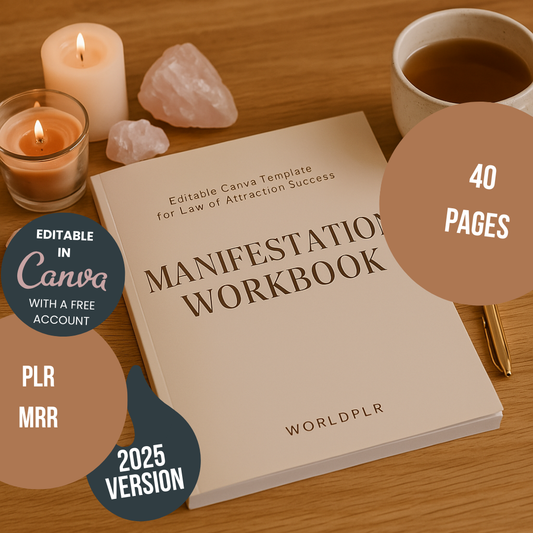 Plantilla editable de Canva para el libro de trabajo de manifestación y el éxito según la Ley de Atracción
