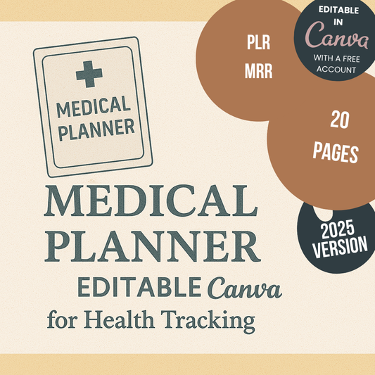 Medical Planner Editable Canva Template for Health Tracking