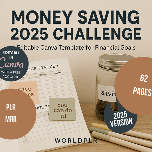 Money Saving 2025 Challenge Editable Canva Template for Financial Goals