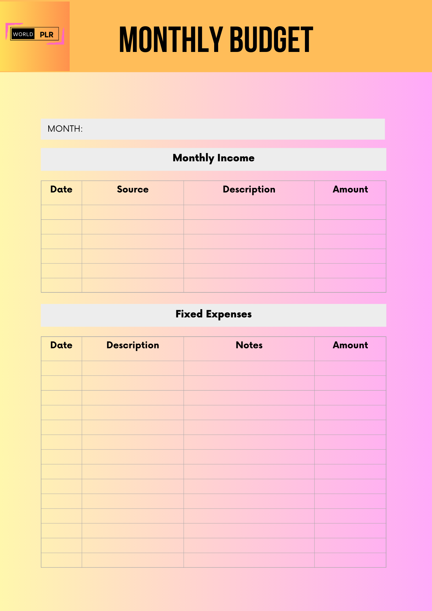 Monthly Budget