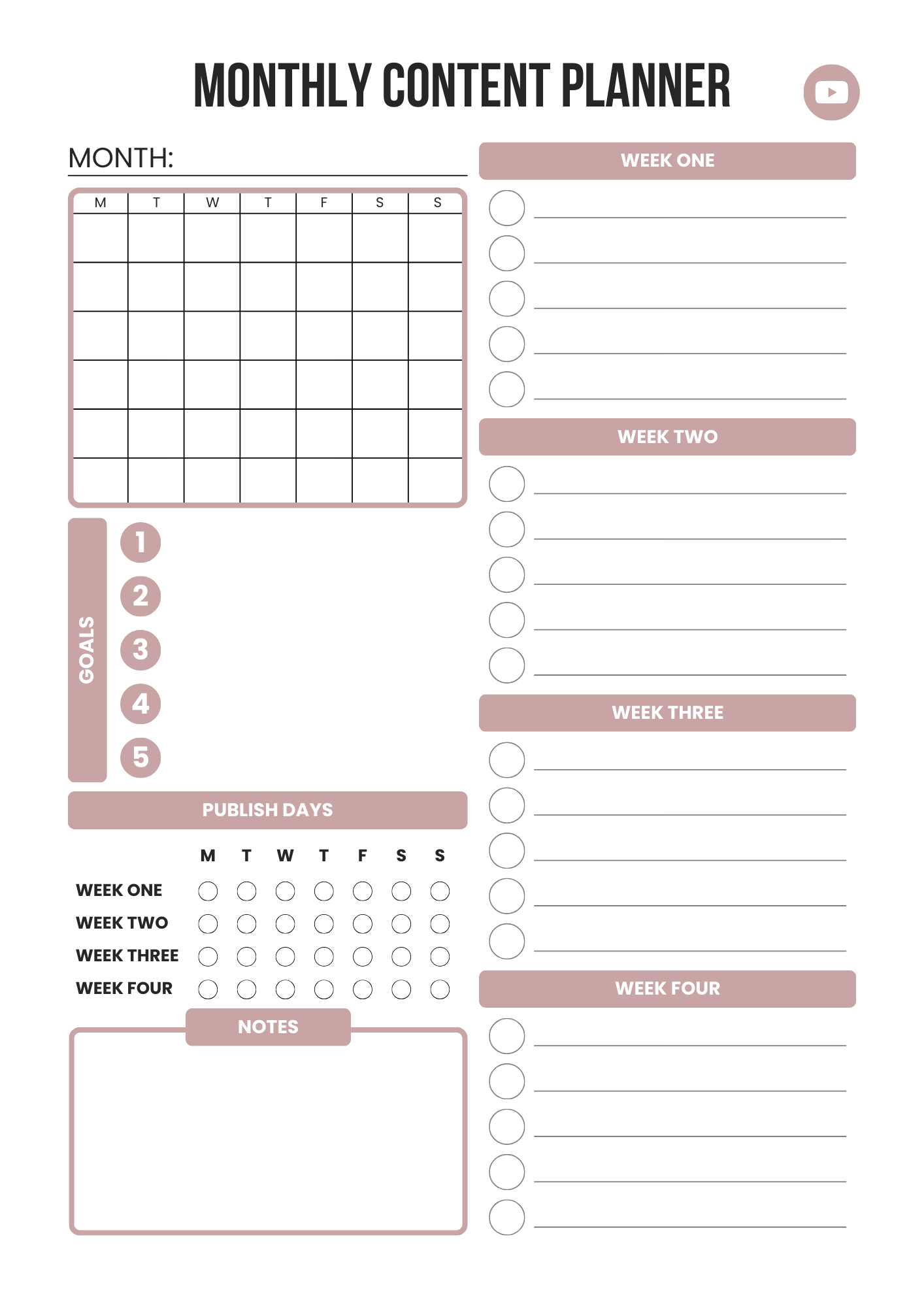 YouTube Planner 2025 – Editable Canva Template for Video Content, Growth & Monetization