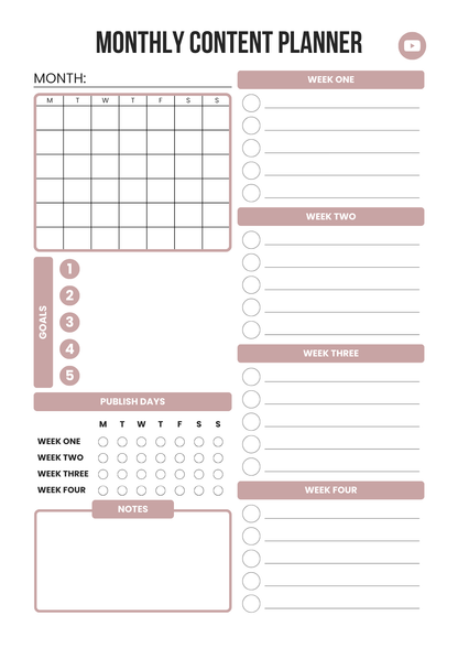 YouTube Planner 2025 – Editable Canva Template for Video Content, Growth & Monetization