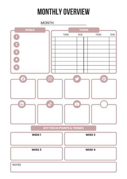 Social Media Planner 2025 – Editable Canva Template for Instagram, TikTok, Pinterest & Content Strategy