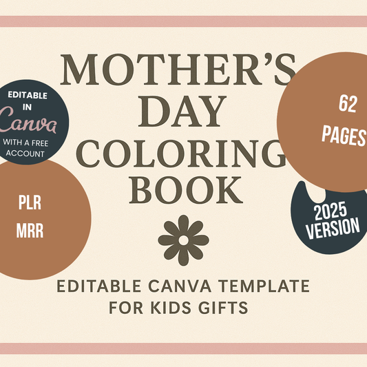 Mothers Day Colouring Book Editable Canva Template for Kids Gifts