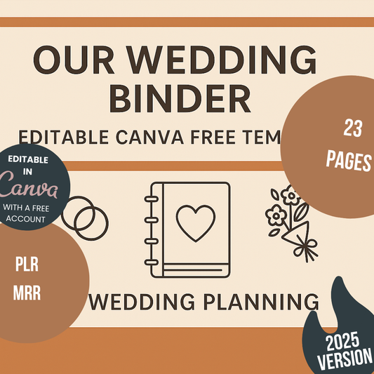 Our Wedding Binder Editable Canva Free Template for Wedding Planning