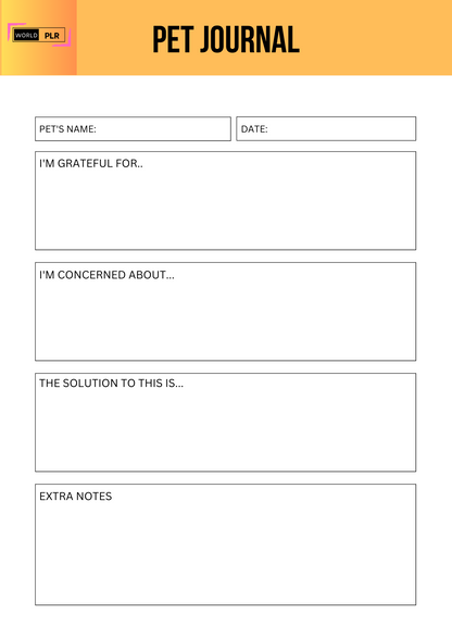 Pet Journal Sheet