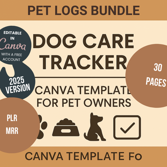Pet Logs Bundle Editable Canva Template for Dog Owners Tracking