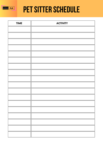 Pet Sitter Schedule