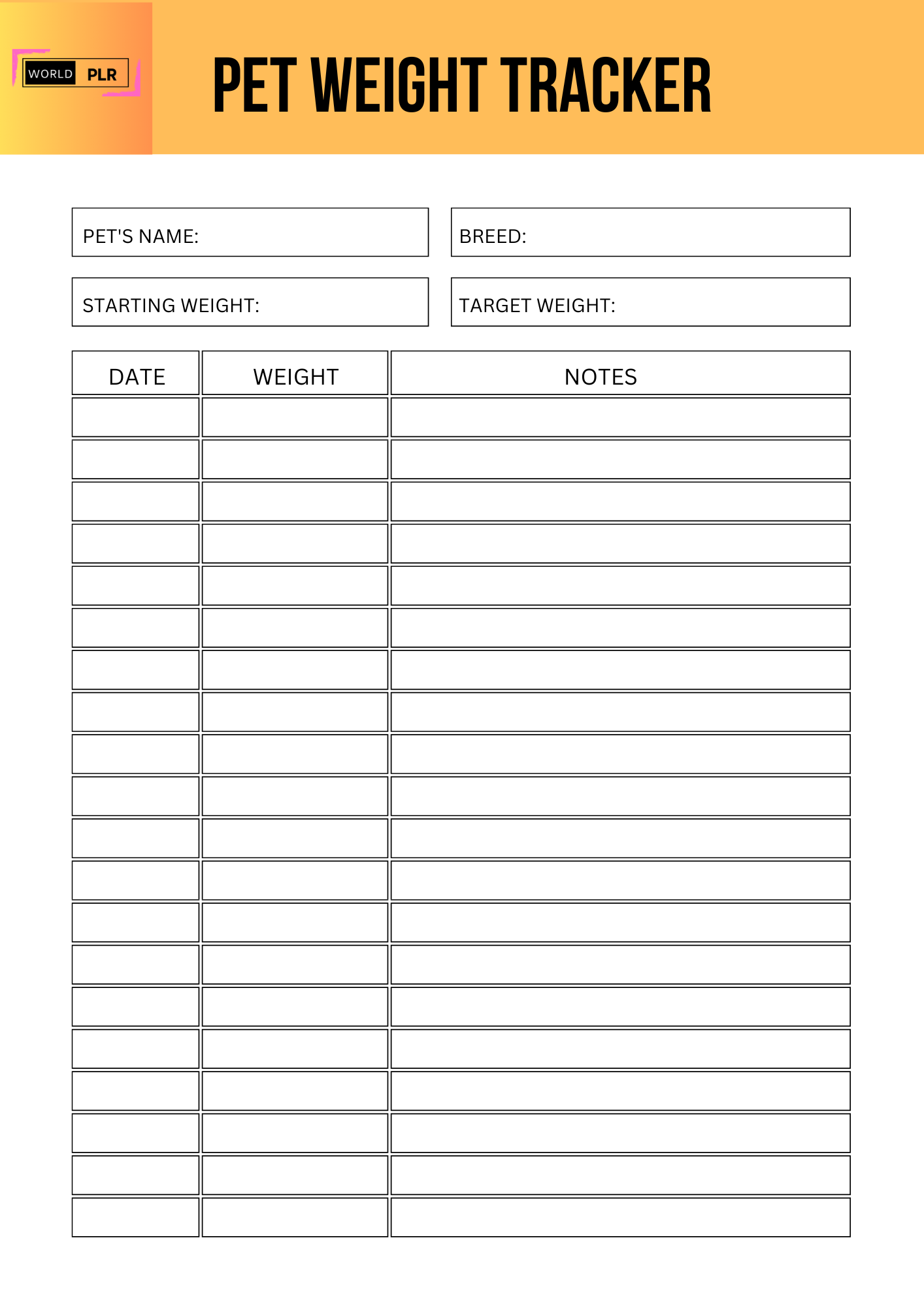 Pet Weight Tracker