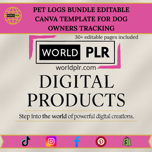 Pet Logs Bundle Editable Canva Template for Dog Owners Tracking