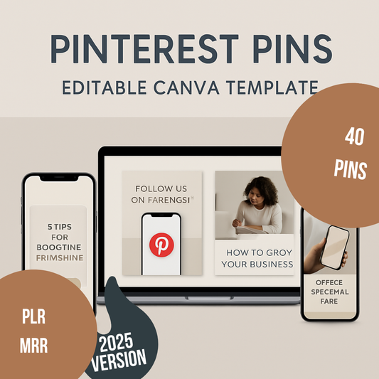 Pinterest Pins Editable Canva Template for Social Media Graphics