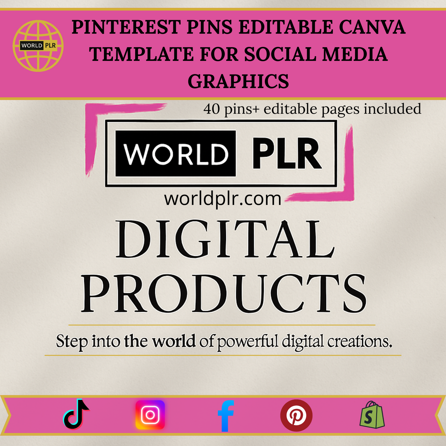 Pinterest Pins Editable Canva Template for Social Media Graphics