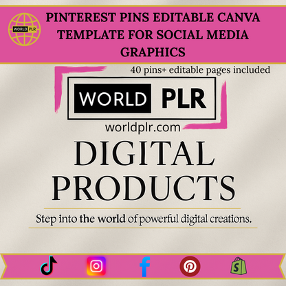 Pinterest Pins Editable Canva Template for Social Media Graphics
