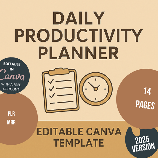 Productivity Planner Canva Free Editable Template