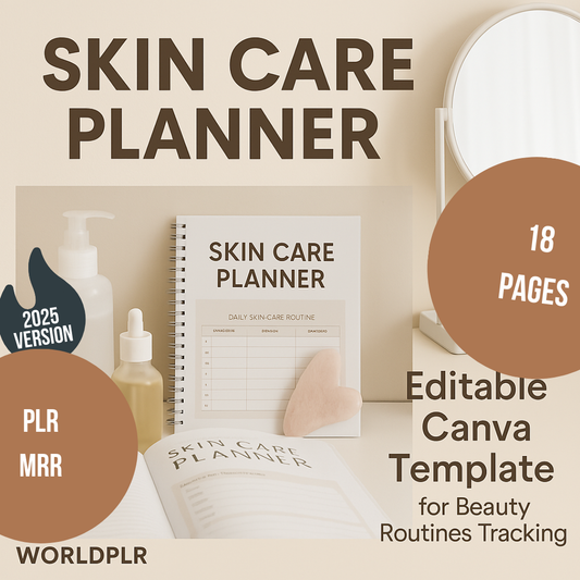 Skin Care Planner Editable Canva Template for Beauty Routines Tracking