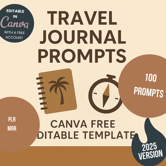 Travel Journal Prompts Canva Free Editable Template