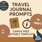 Travel Journal Prompts Canva Free Editable Template