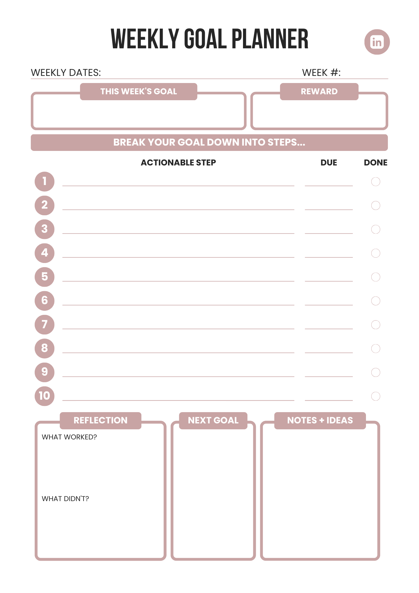 LinkedIn Planner 2025 – Editable Canva Template for Personal Branding & Content Strategy