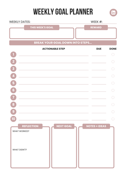 LinkedIn Planner 2025 – Editable Canva Template for Personal Branding & Content Strategy