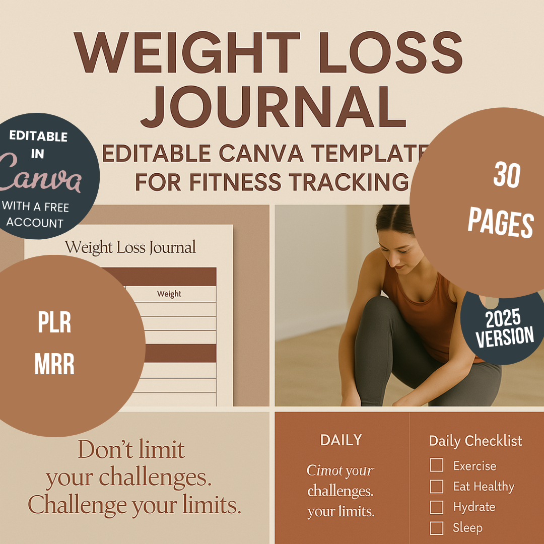 Weight Loss Journal Editable Canva Template for Fitness Tracking