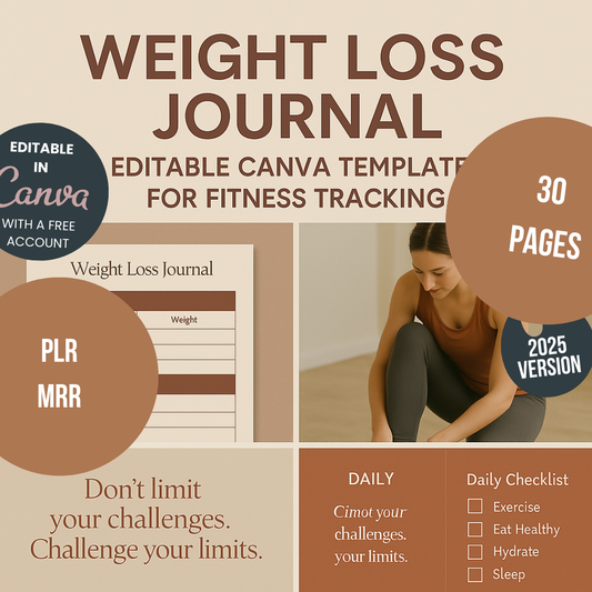 Weight Loss Journal Editable Canva Template for Fitness Tracking