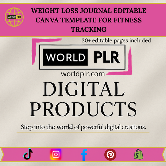 Weight Loss Journal Editable Canva Template for Fitness Tracking
