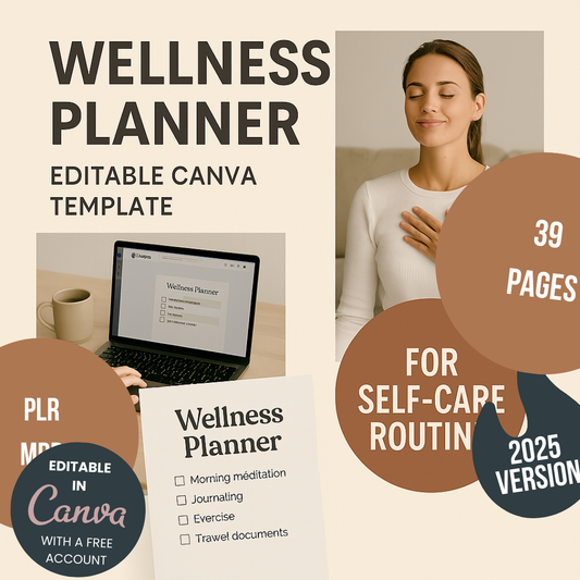 Wellness Planner Editable Canva Template for Self-Care Routine