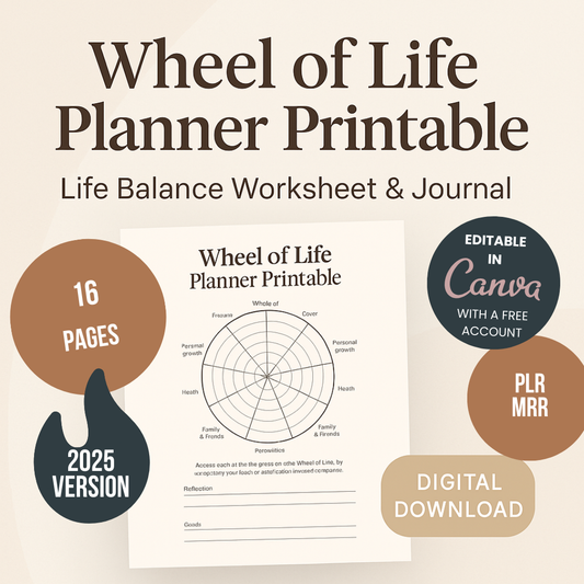 Wheel of Life Planner Printable  Life Balance Worksheet & Journal