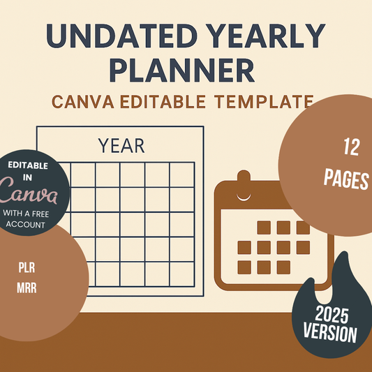 Yearly Calendar Undated Canva Free Editable Template