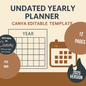 Yearly Calendar Undated Canva Free Editable Template