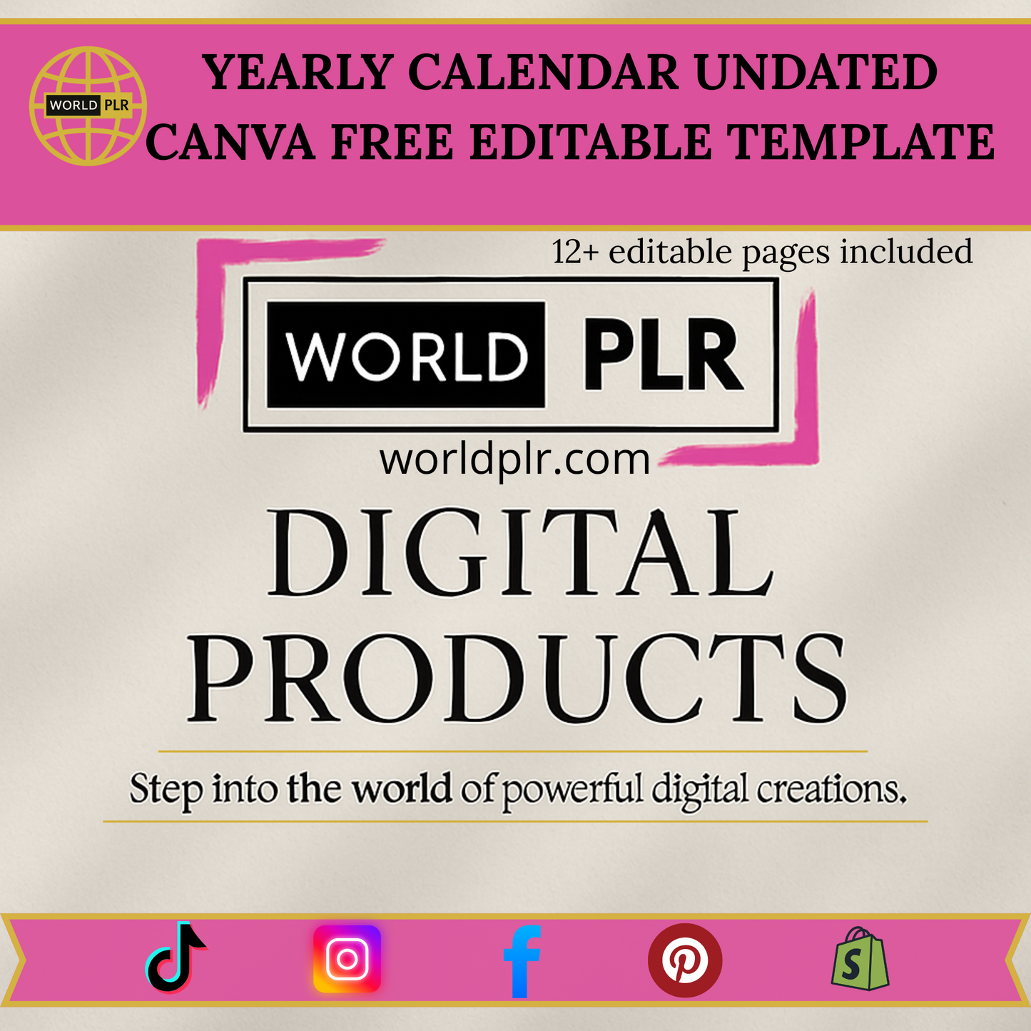 Calendario anual sin fecha (Canva, plantilla editable gratuita)