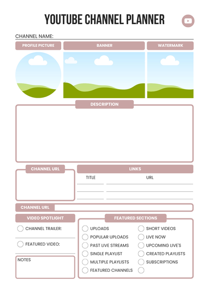 YouTube Planner 2025 – Editable Canva Template for Video Content, Growth & Monetization