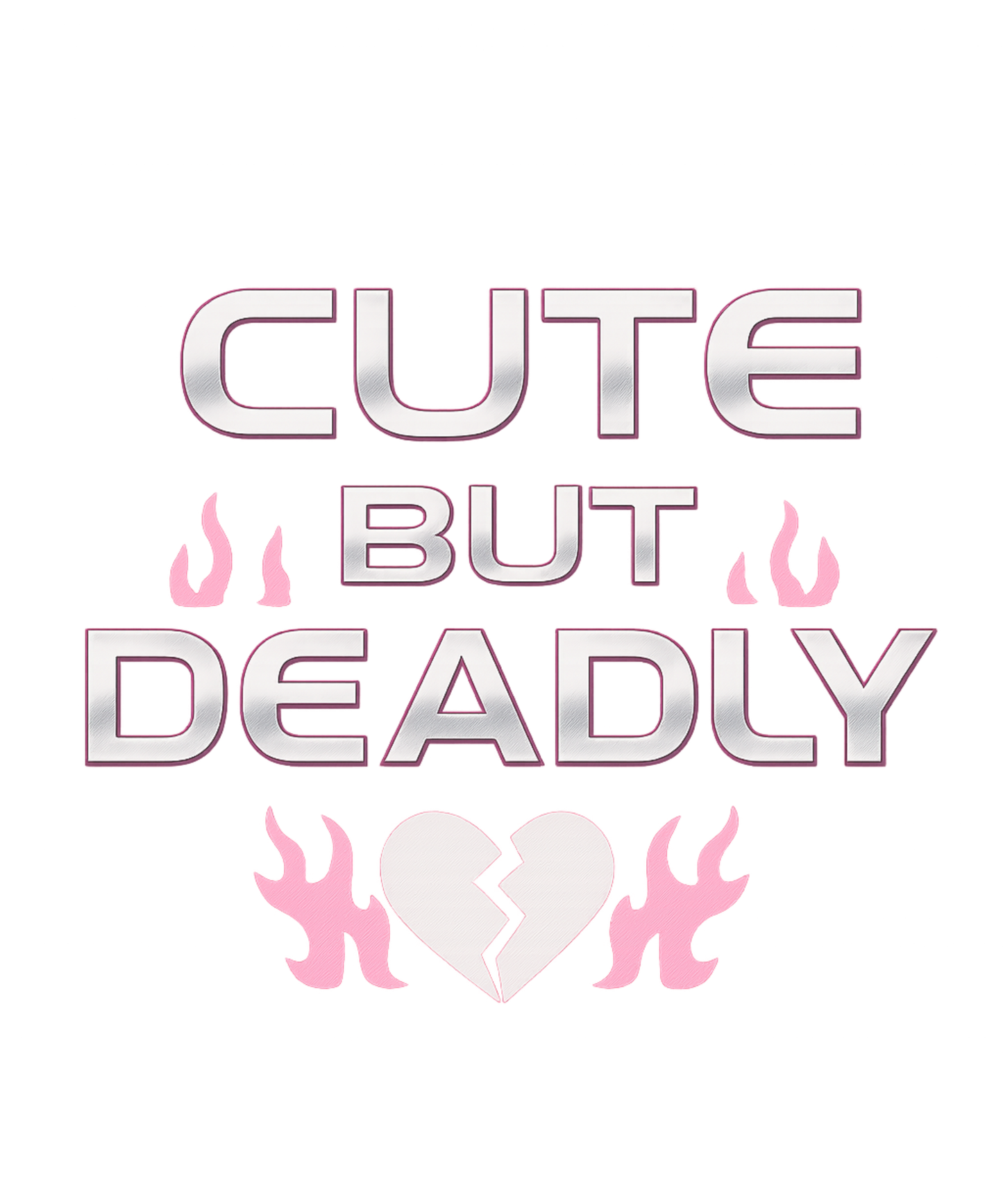 Y2K Cyber Cloth T-Shirt  CUTE BUT DEADLY | Futuristic Girlpower Tee | Chrome Broken Heart Flame Shirt